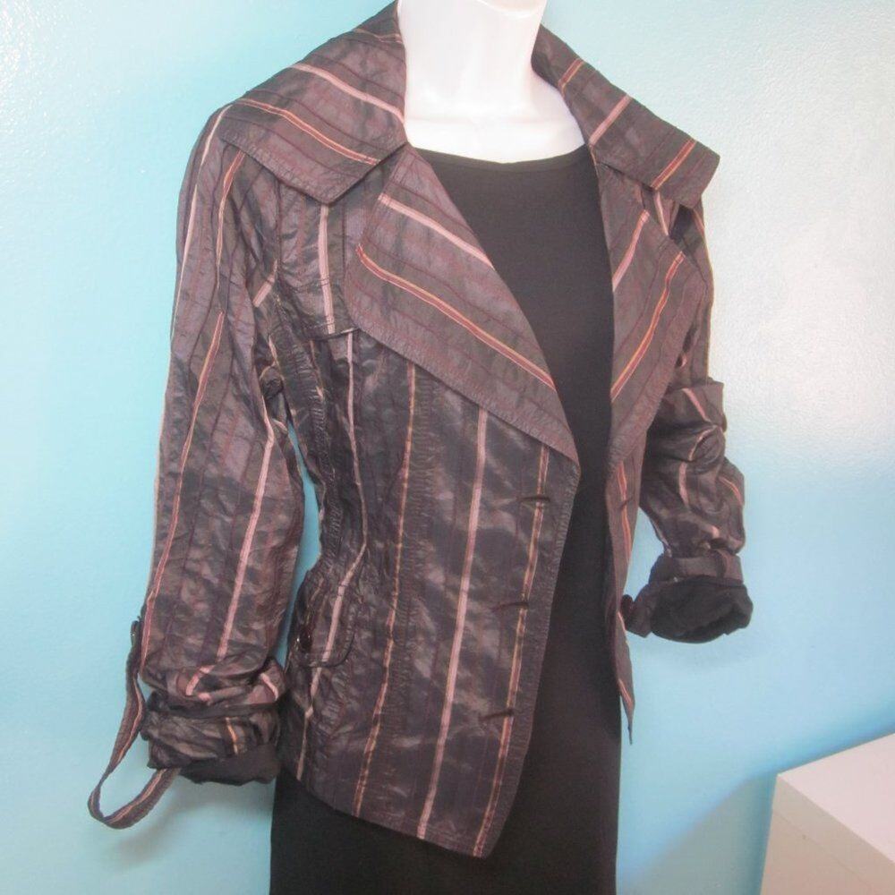 TeriJon "Jon"  Purple Metallic Striped Womens Size M Blazer Jacket Event Party